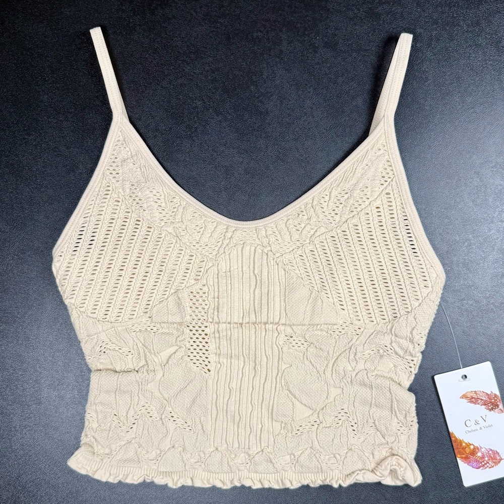 NWT C&V Chelsea & Violet Textured Seamless Crop Top | XS, S